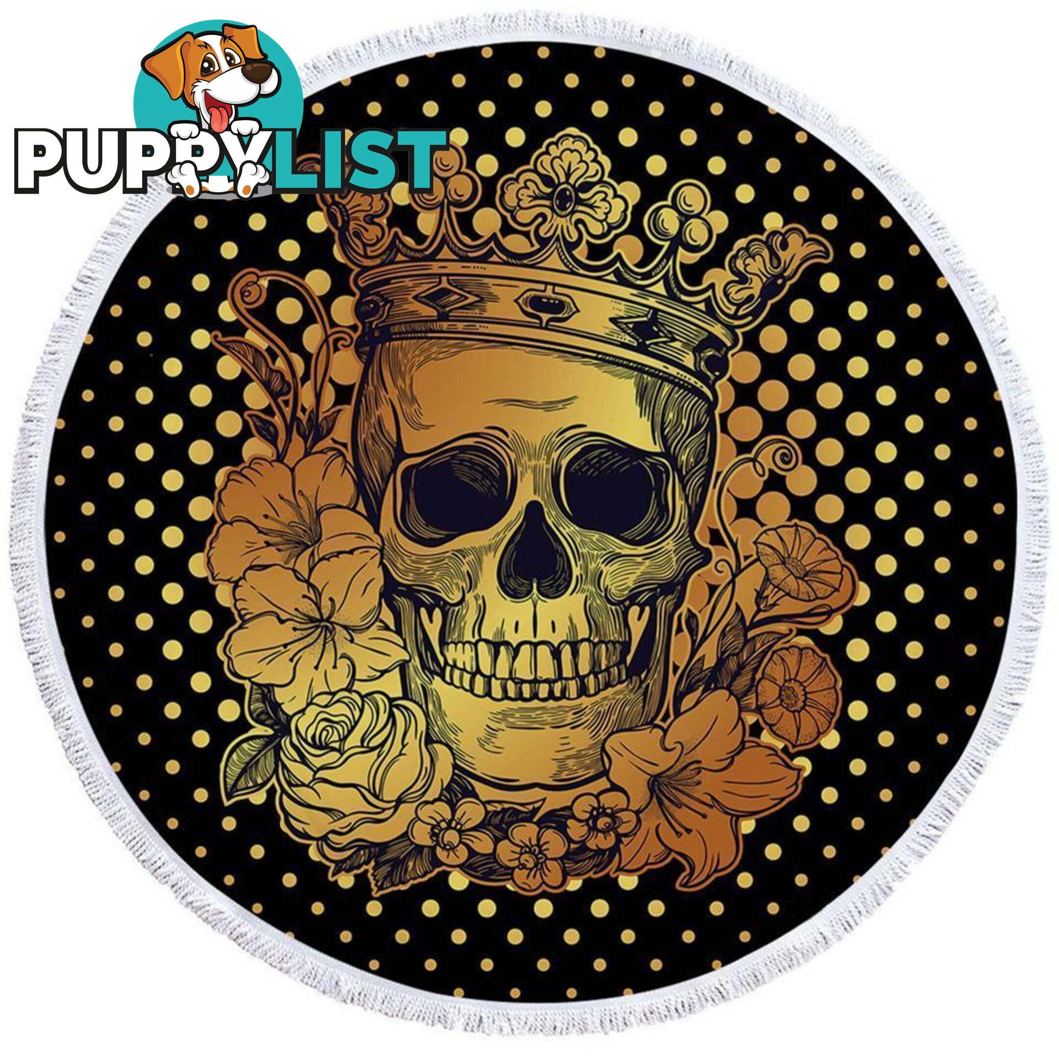 Floral King Skull Beach Towel - Towel - 7427046313896