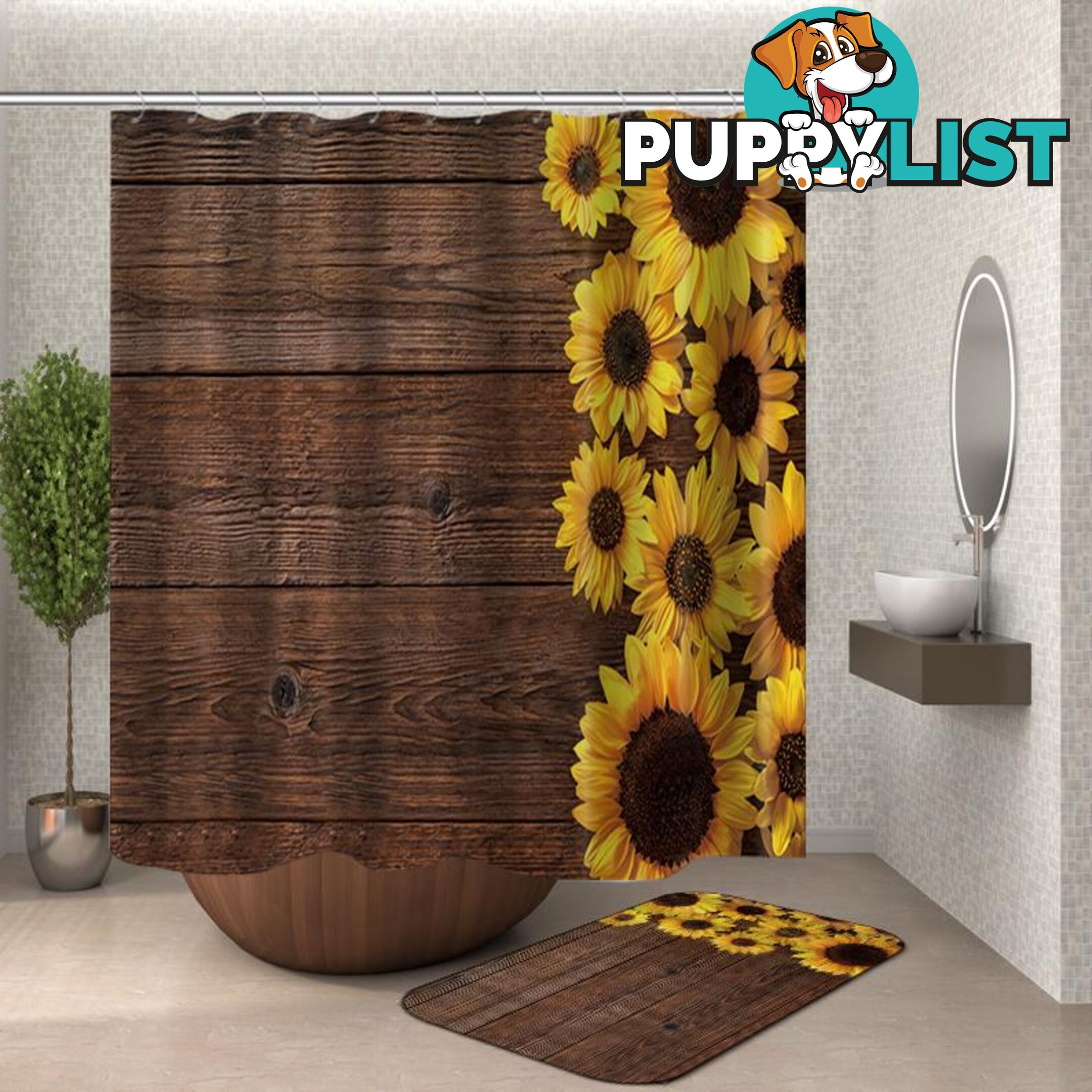 Sunflowers On A Wooden Deck Shower Curtain - Curtain - 7427046117265