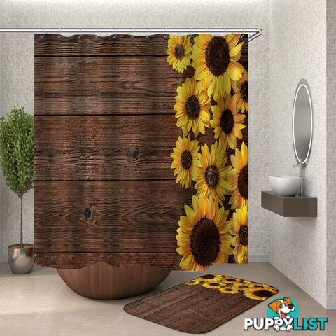 Sunflowers On A Wooden Deck Shower Curtain - Curtain - 7427046117265