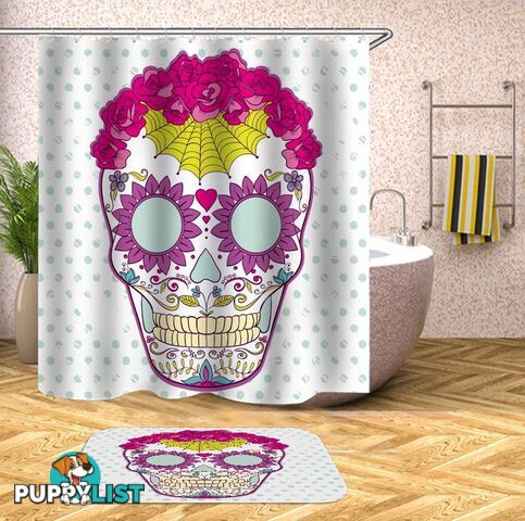 Purplish Sugar Skull Shower Curtain - Curtain - 7427046027656