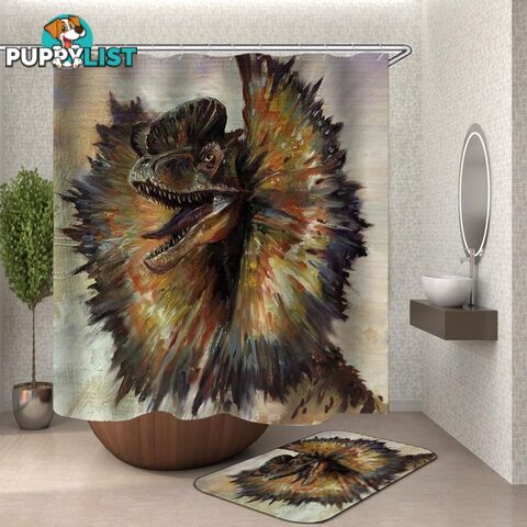 Art Painting Dilophosaurus Dinosaur Shower Curtain - Curtain - 7427046128308