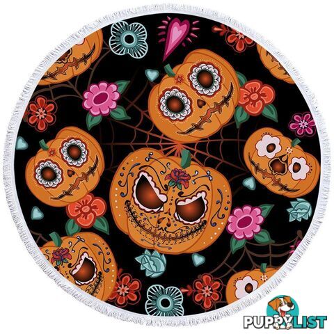 Halloween Pumpkins Beach Towel - Towel - 7427046321204