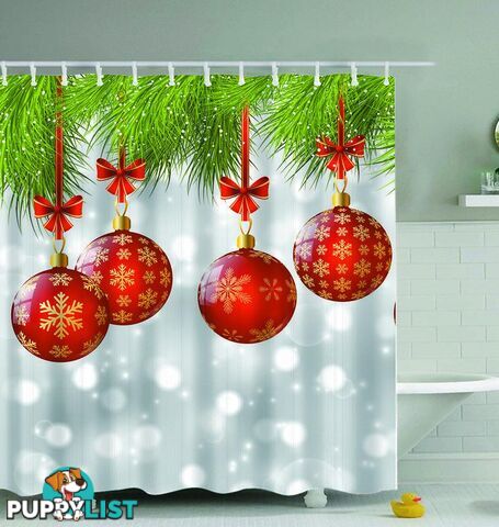 Red Christmas Baubles Shower Curtain - Curtain - 7427045965133