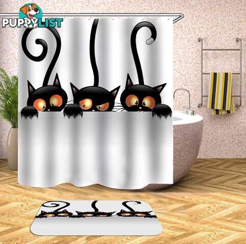 Three Suspicious Cats Shower Curtain - Curtain - 7427046073950