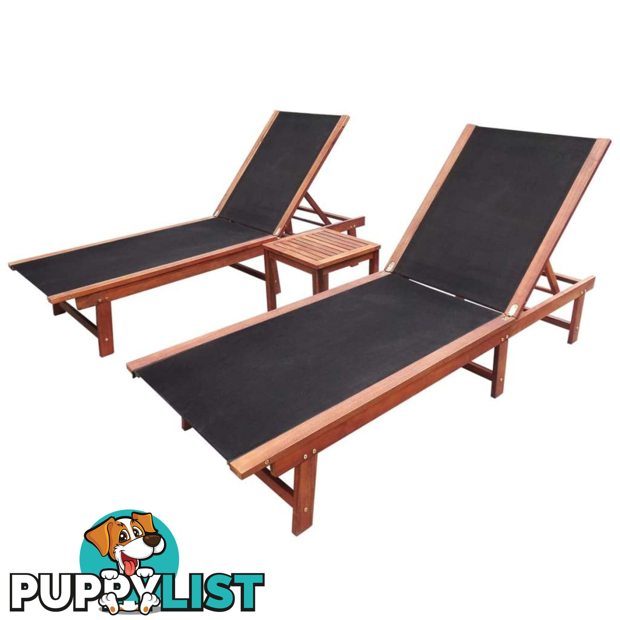 Sun Lounger Set 3 Pieces Acacia Wood - Unbranded - 9476062044077