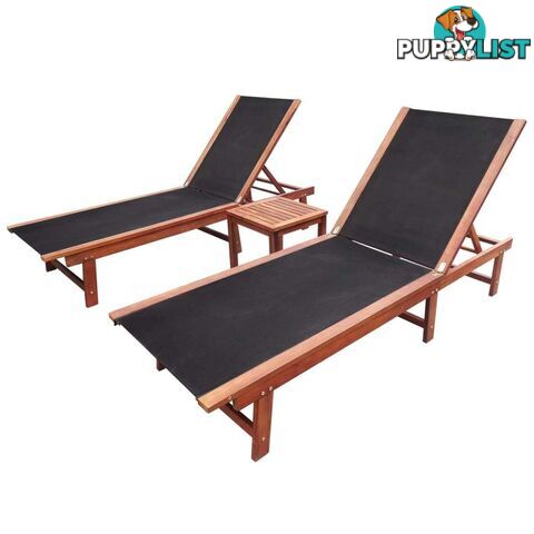 Sun Lounger Set 3 Pieces Acacia Wood - Unbranded - 9476062044077