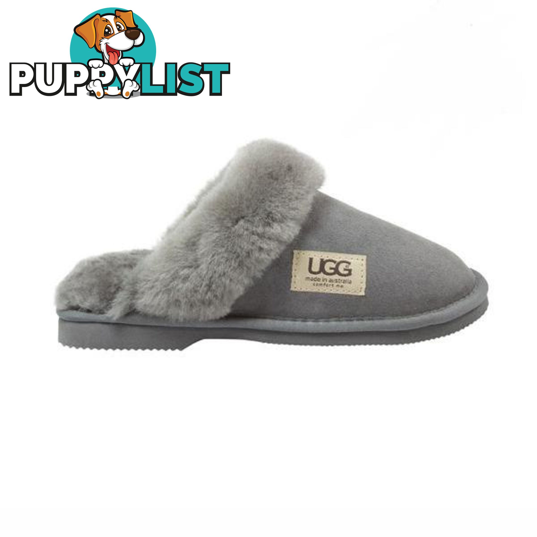 UGG Merino Sheepskin Fur Trim Scuff Memory Foam Grey - UGG - 822427523913