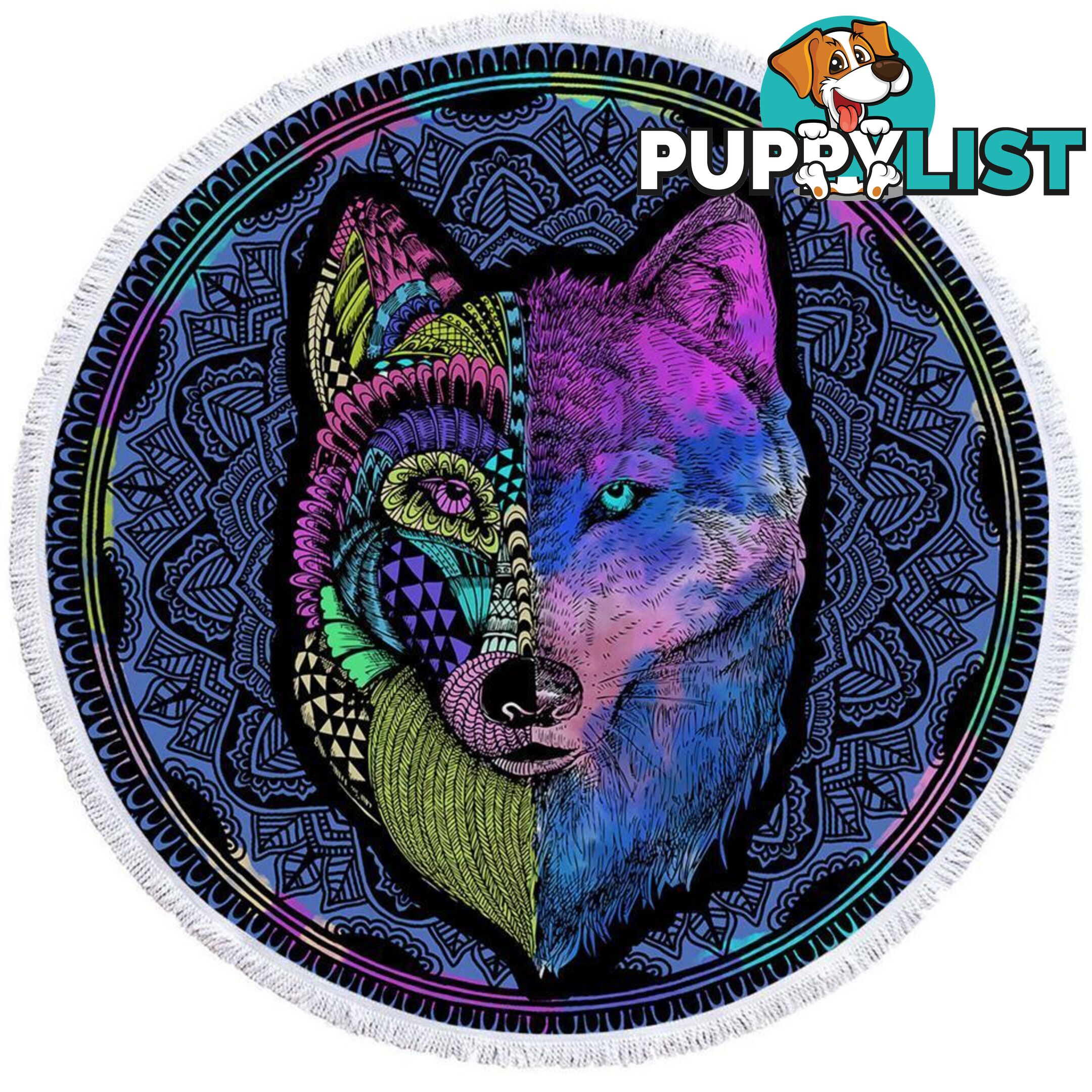 Artistic Purplish Wolf Beach Towel - Towel - 7427046324120