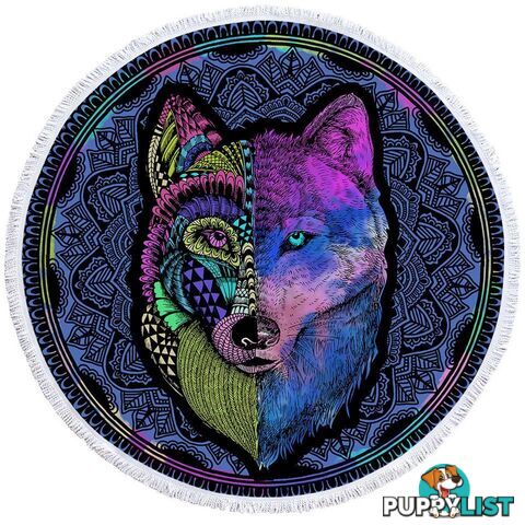 Artistic Purplish Wolf Beach Towel - Towel - 7427046324120