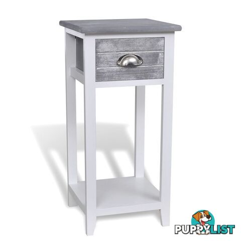 Bedside Cabinet / Telephone Stand With 1 Drawer - Grey/White - Unbranded - 4326500433732