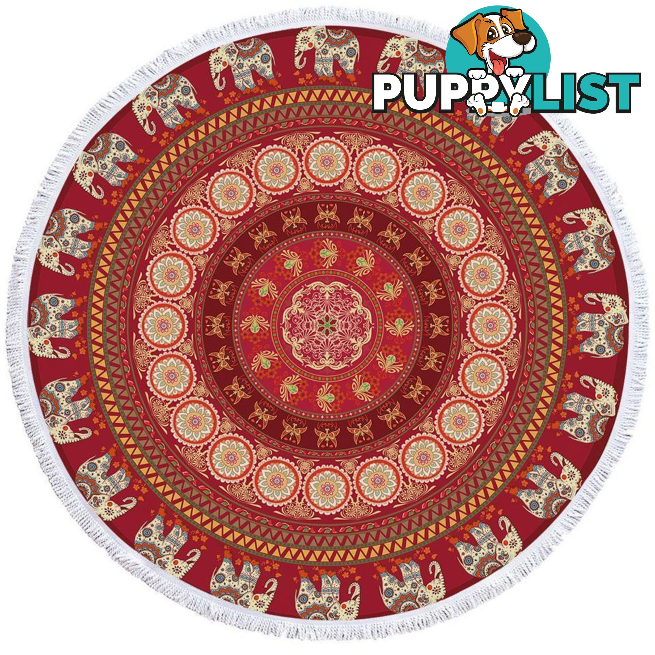 Reddish Elephant Mandala Beach Towel - Towel - 7427046328555