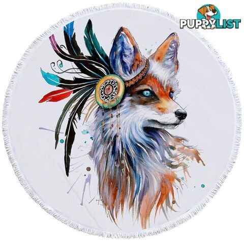 Art Painting Native American Fox Beach Towel - Towel - 7427046331654