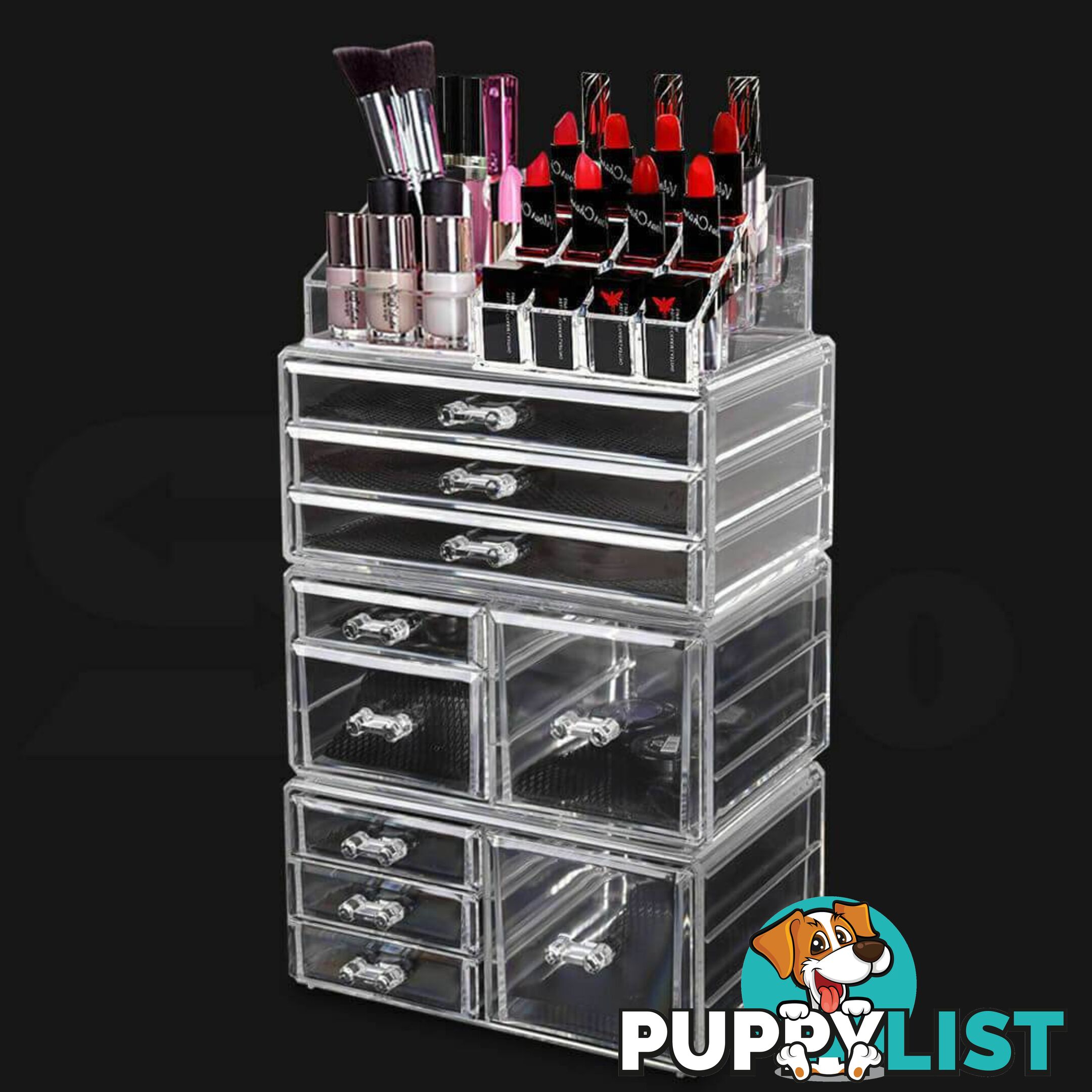 9 Drawer Clear Acrylic Cosmetic Makeup Organizer Jewellery Storage Box - Unbranded - 787976597788