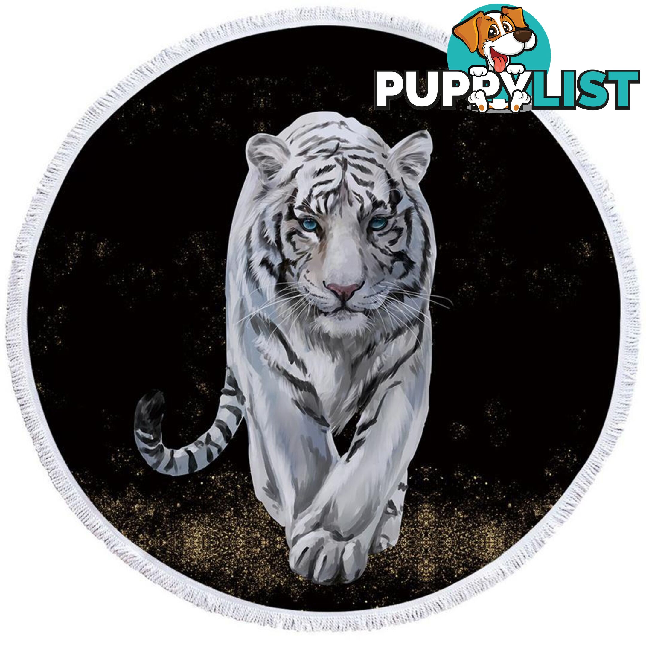 White Tiger Beach Towel - Towel - 7427046306768