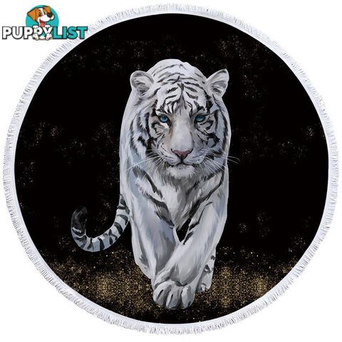 White Tiger Beach Towel - Towel - 7427046306768