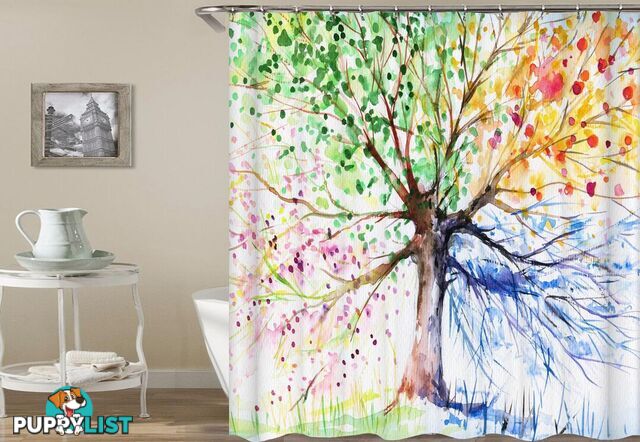 Four Colors Tree Shower Curtain - Curtain - 7427005912511