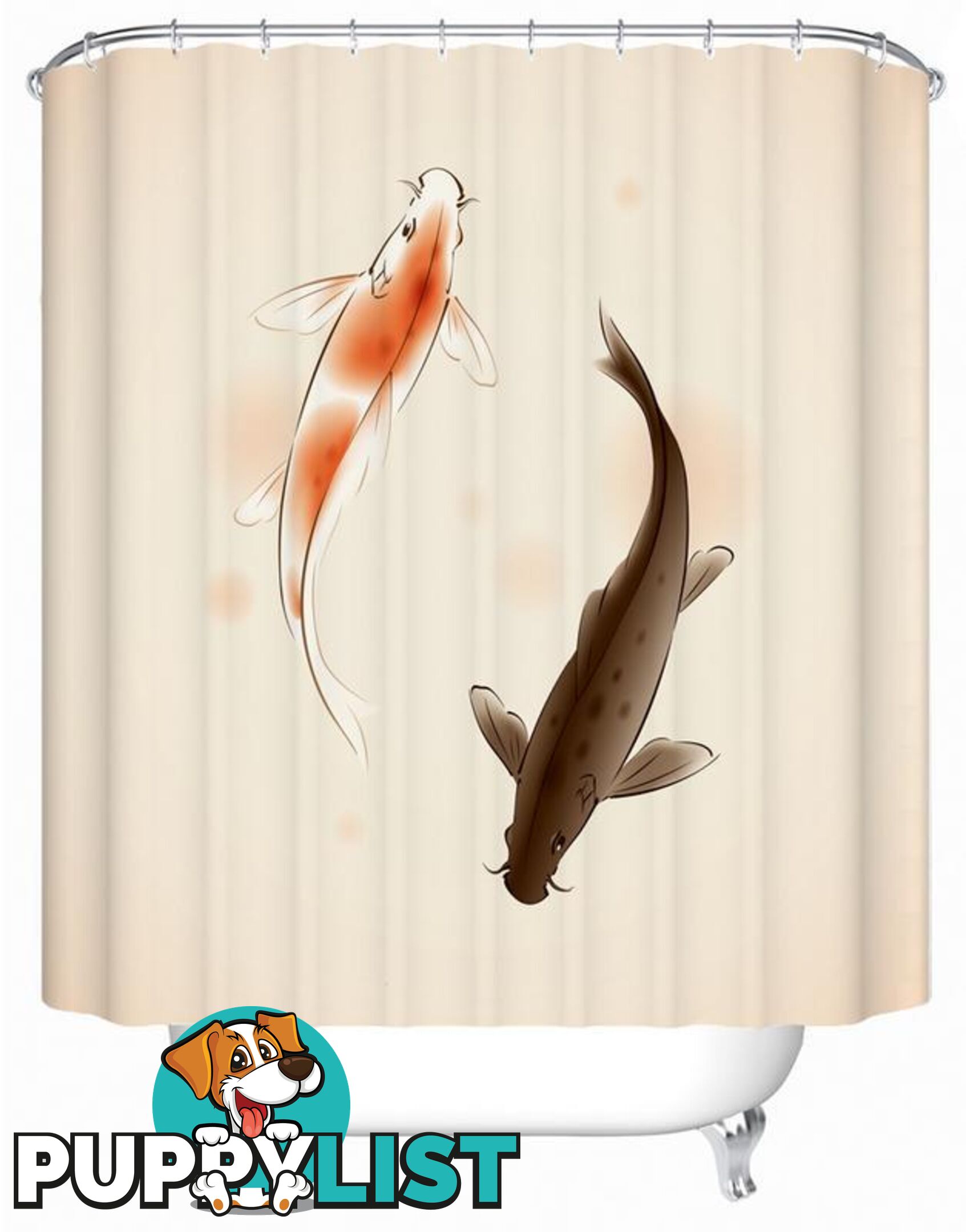 A Pair Of Carp Fish Shower Curtain - Curtain - 7427045924291