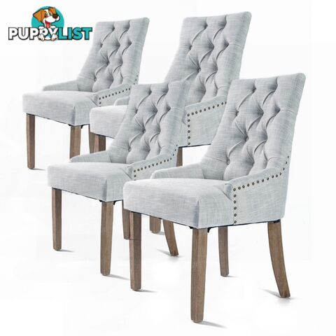 4X French Provincial Oak Leg Chair AMOUR - GREY - Unbranded - 9352338008229