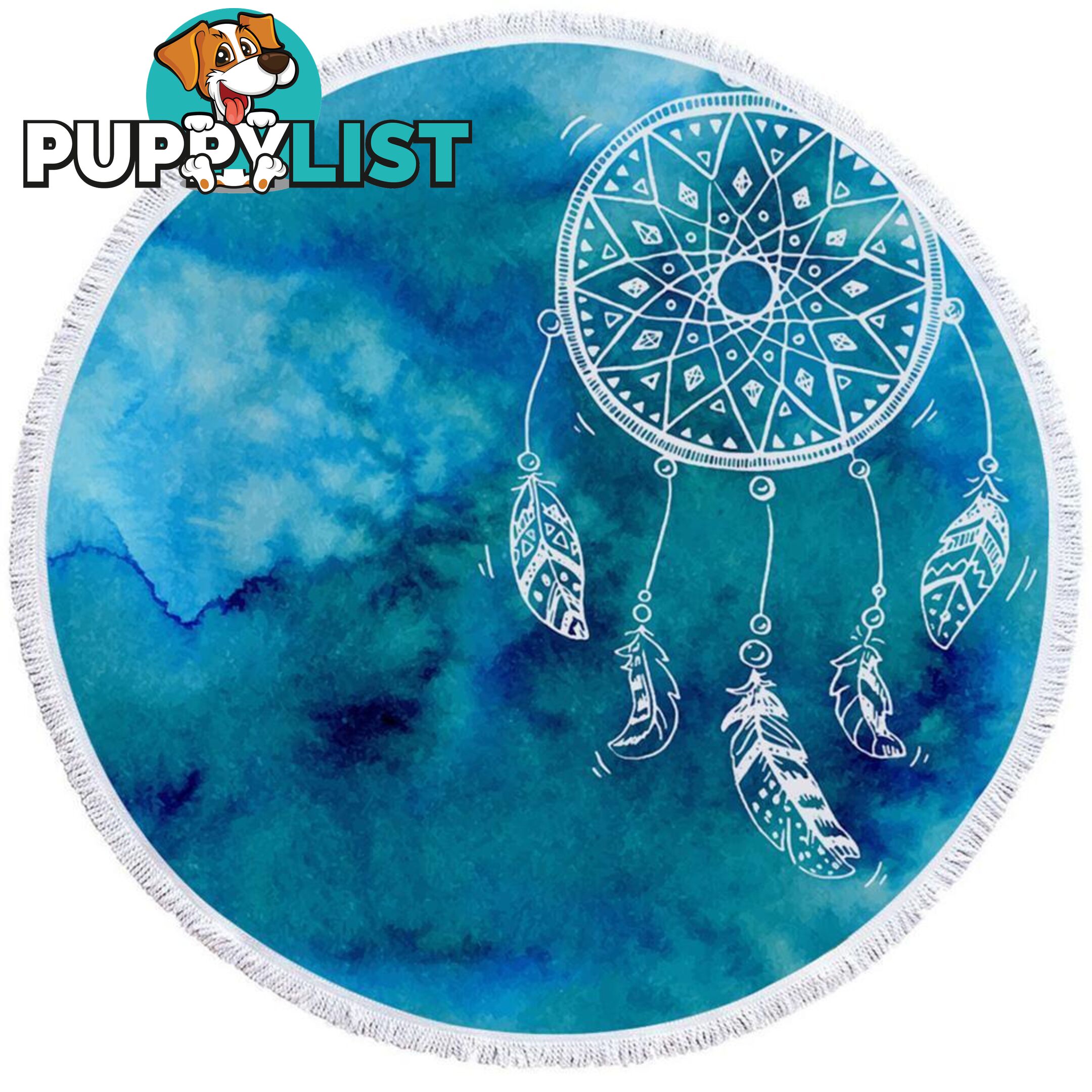 Blue Background Dream Catcher Beach Towel - Towel - 7427046311571