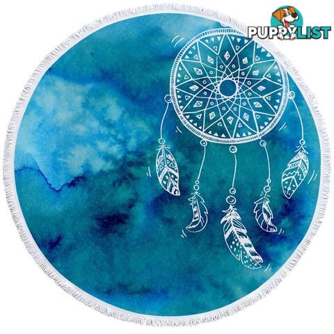 Blue Background Dream Catcher Beach Towel - Towel - 7427046311571