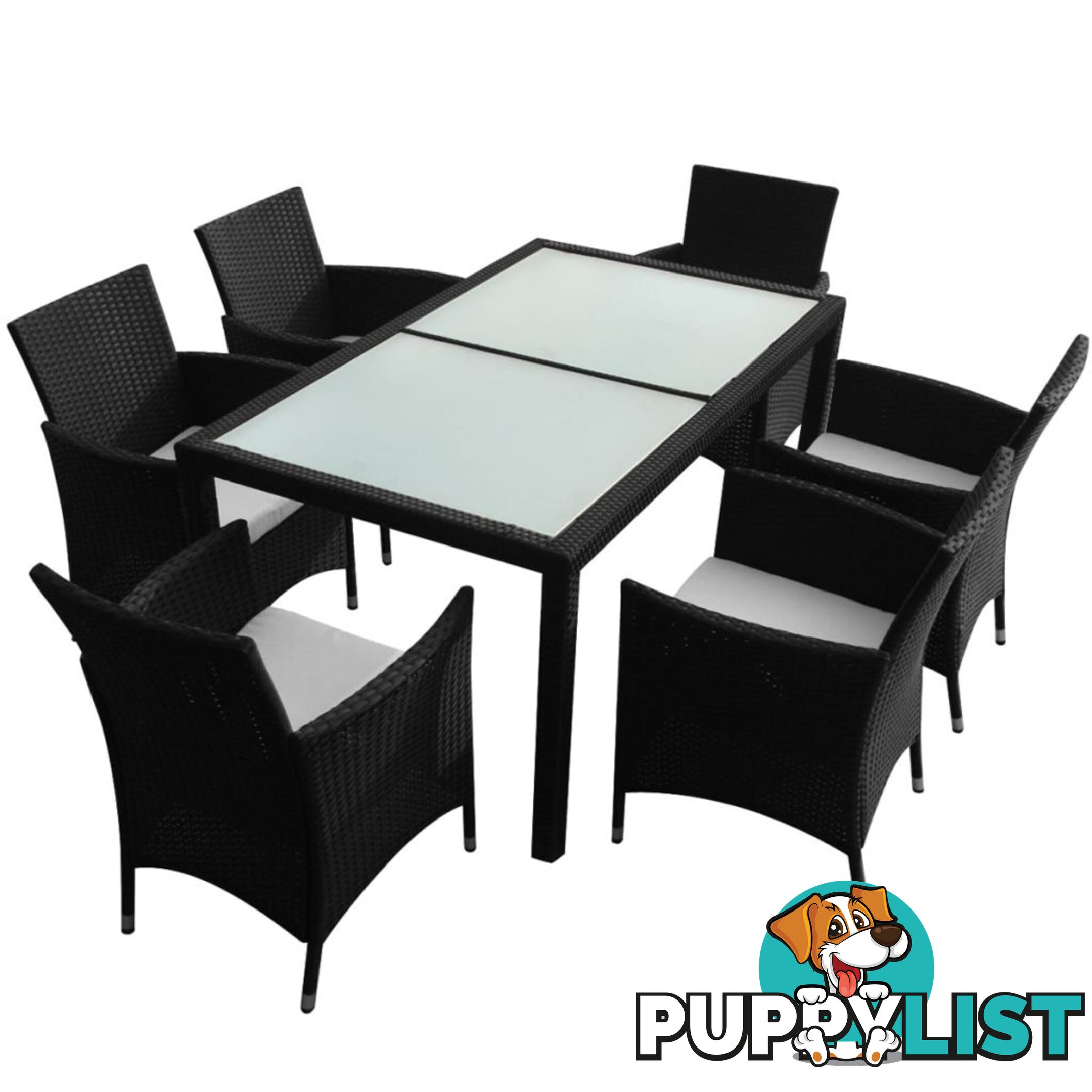 Garden Furniture Poly Rattan Set (13 Pcs) - Black - Unbranded - 4326500418982