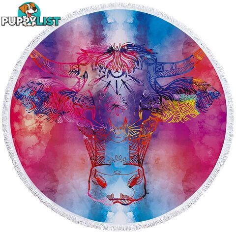 Watercolor Background Cow Beach Towel - Towel - 7427046323857