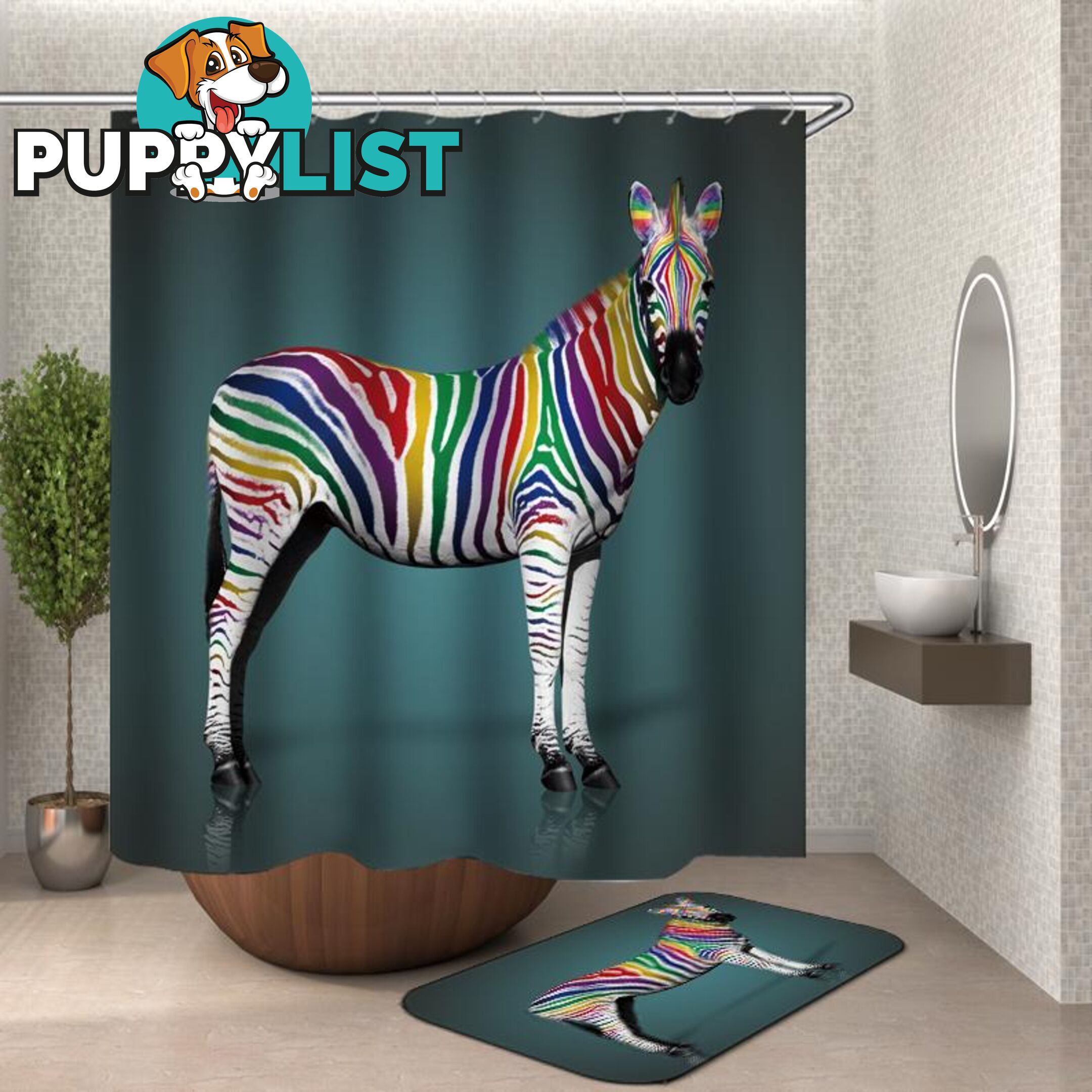 Rainbow Zebra Shower Curtain - Curtain - 7427046123907