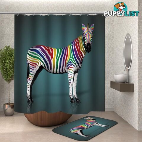 Rainbow Zebra Shower Curtain - Curtain - 7427046123907