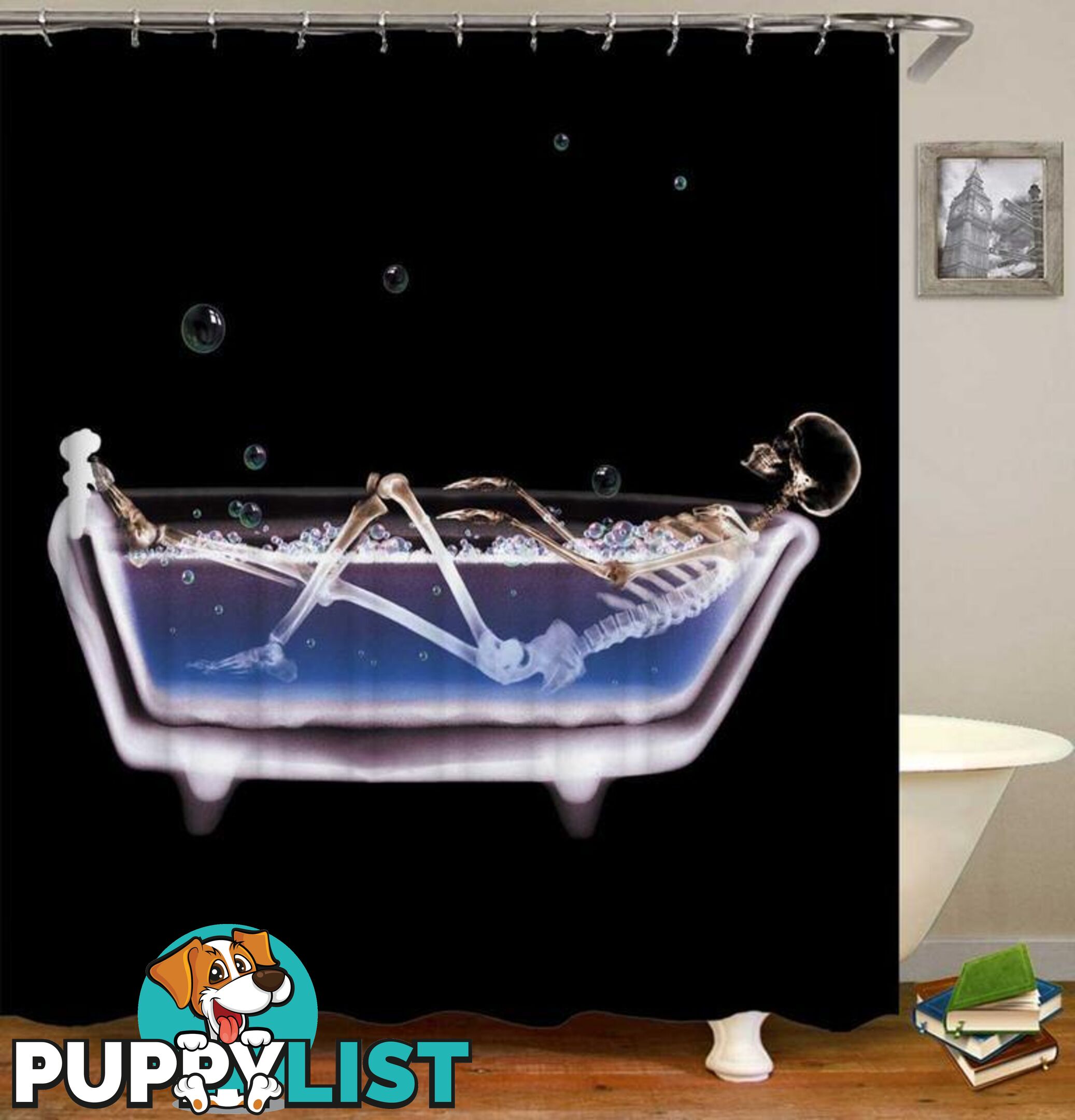 Skeleton Bath Time Shower Curtain - Curtains - 7427046059503