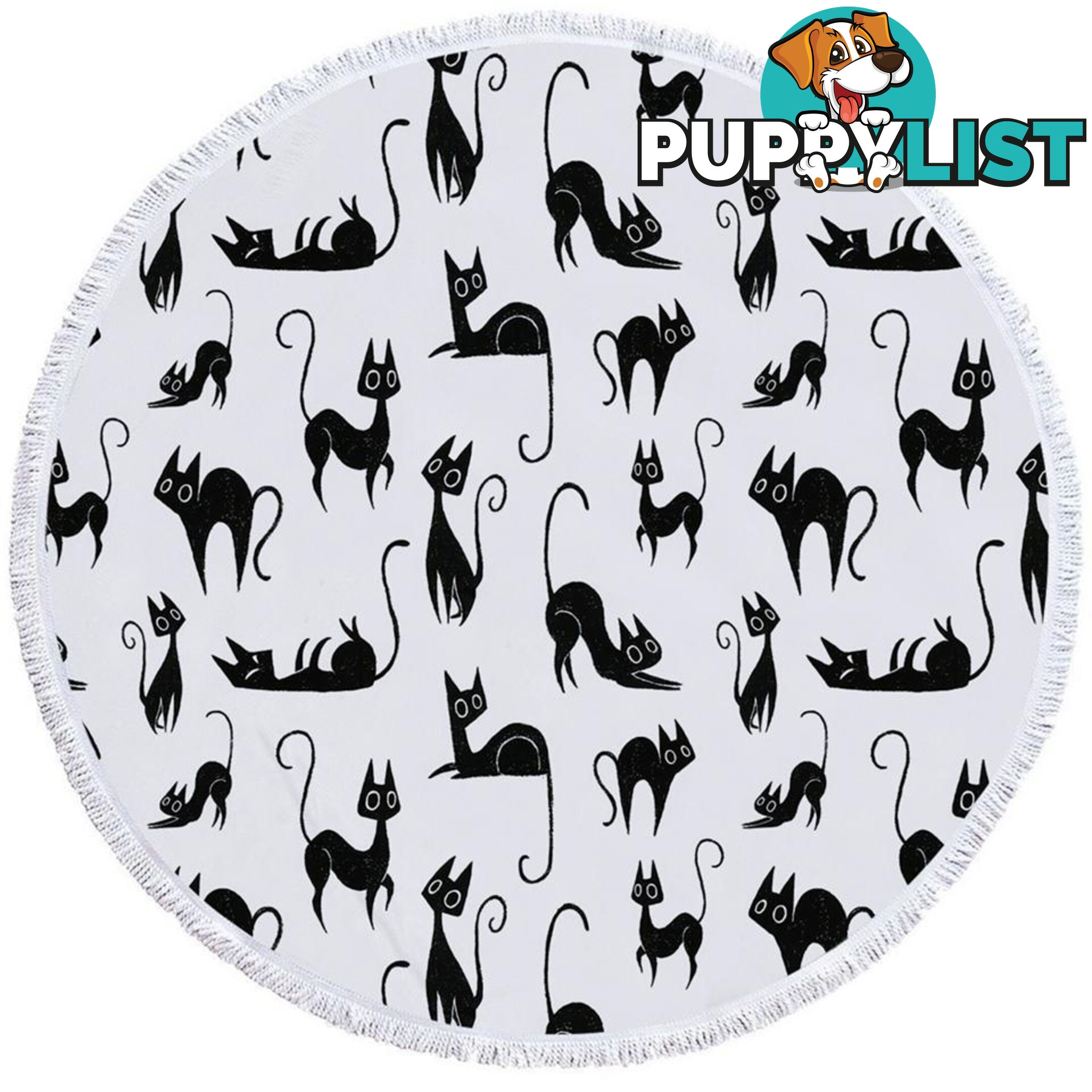 Black Cats Pattern Beach Towel - Towel - 7427046317771