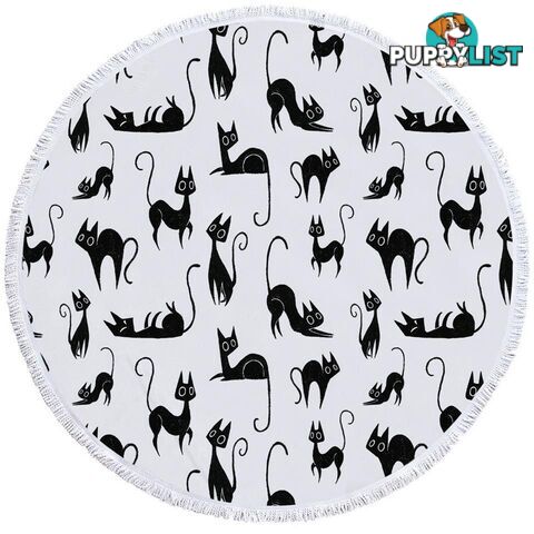 Black Cats Pattern Beach Towel - Towel - 7427046317771