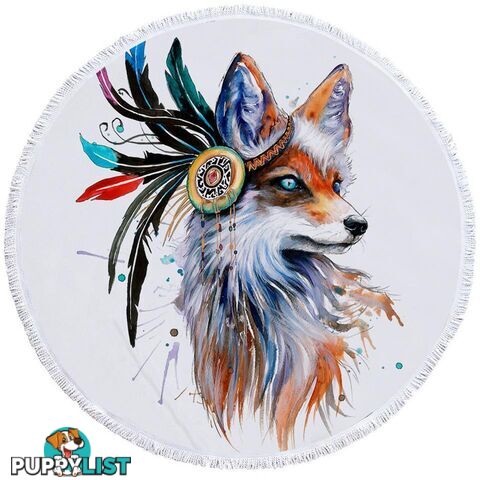 Art Painting Native American Fox Beach Towel - Towel - 7427046331647