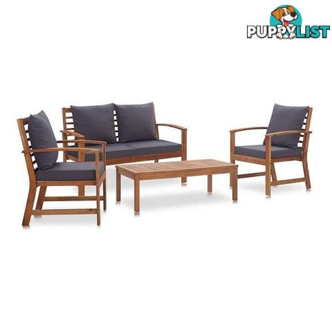 4 Piece Garden Lounge Set With Dark Grey Cushions Acacia Wood - Unbranded - 8719883762388