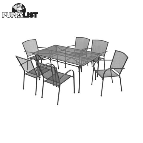 7 Piece Outdoor Dining Set Steel Mesh - Unbranded - 8718475503132