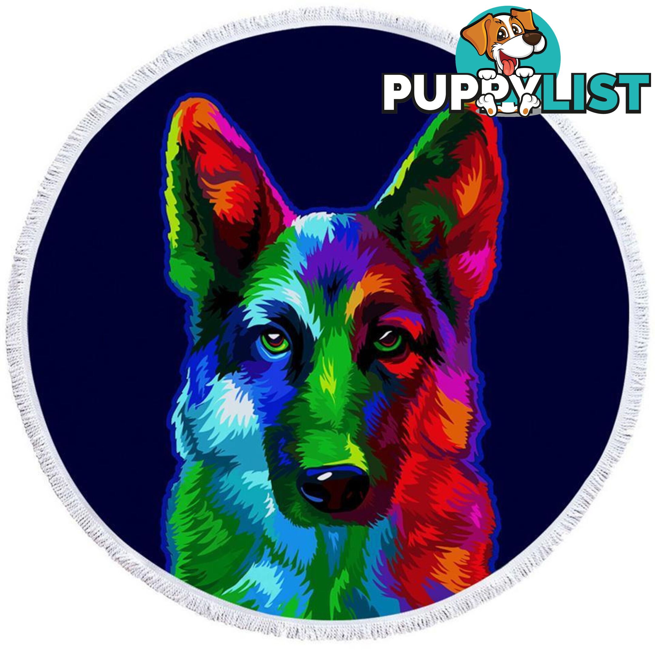 Colorful German shepherd Beach Towel - Towel - 7427046309301