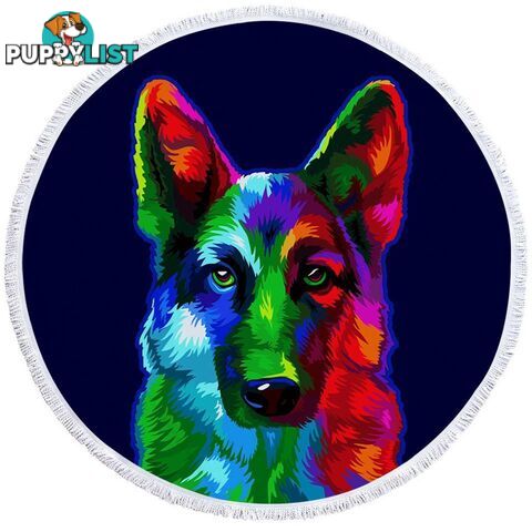 Colorful German shepherd Beach Towel - Towel - 7427046309301