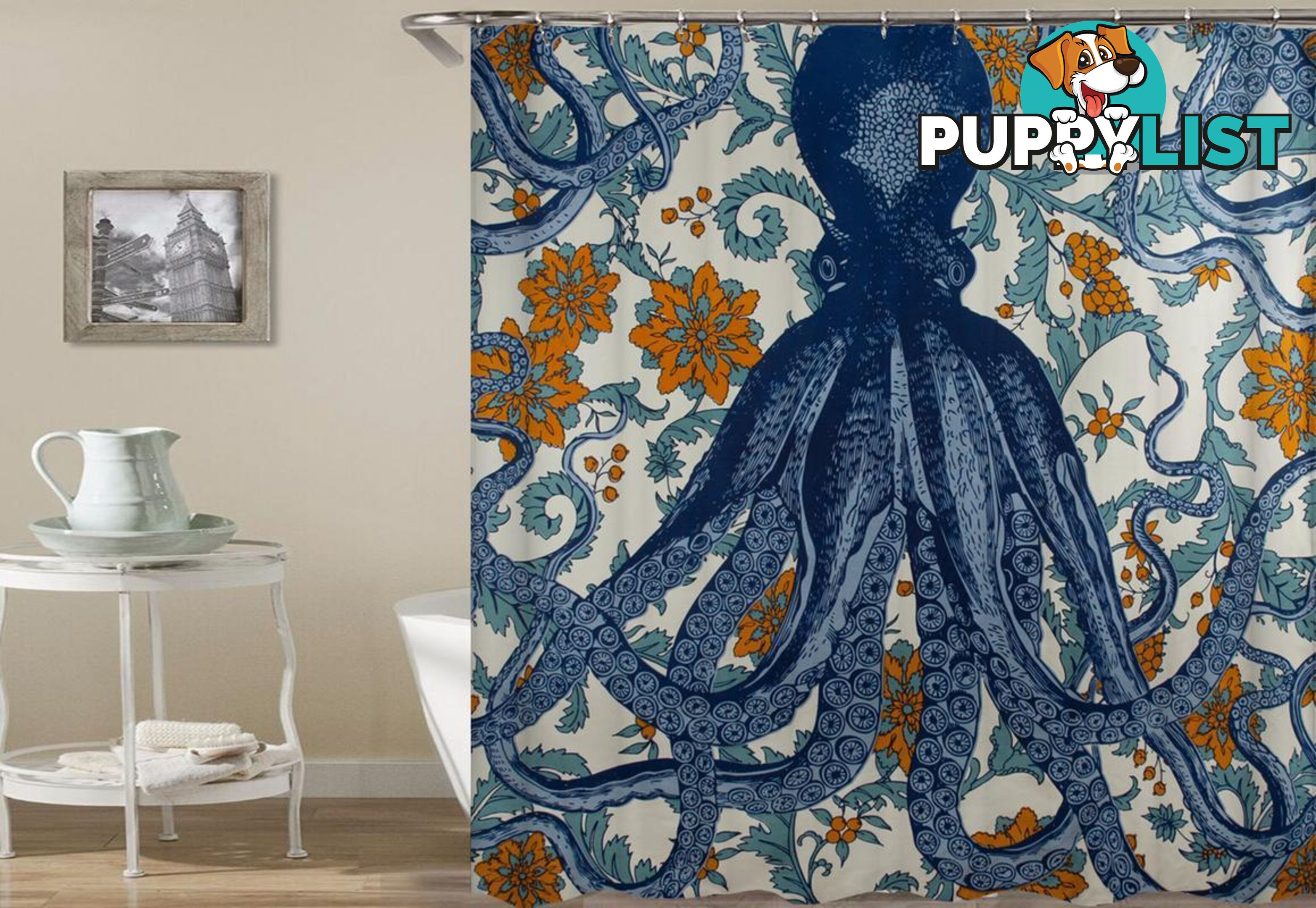 Octopus Vintage Colors Shower Curtain - Curtain - 7427046006200