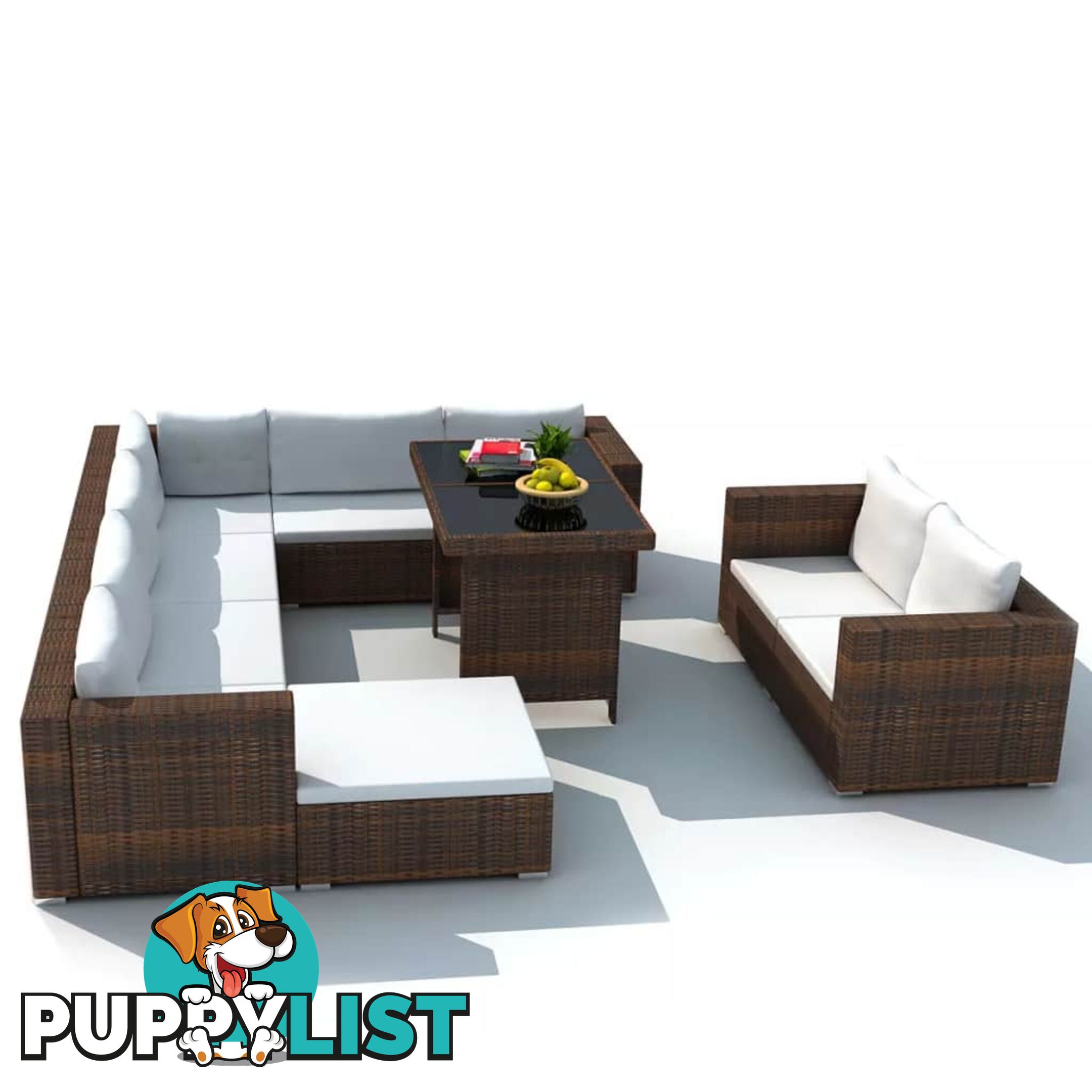 Outdoor Lounge Set Brown Poly Rattan 28 Pieces - Unbranded - 9476062036829