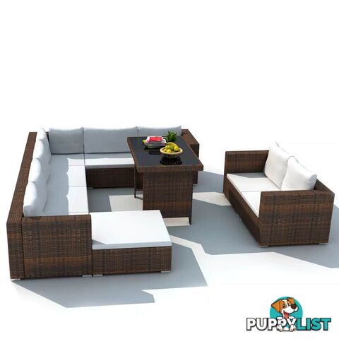 Outdoor Lounge Set Brown Poly Rattan 28 Pieces - Unbranded - 9476062036829