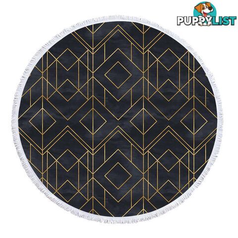 Golden Geometric Over Dark Beach Towel - Towel - 7427046341707