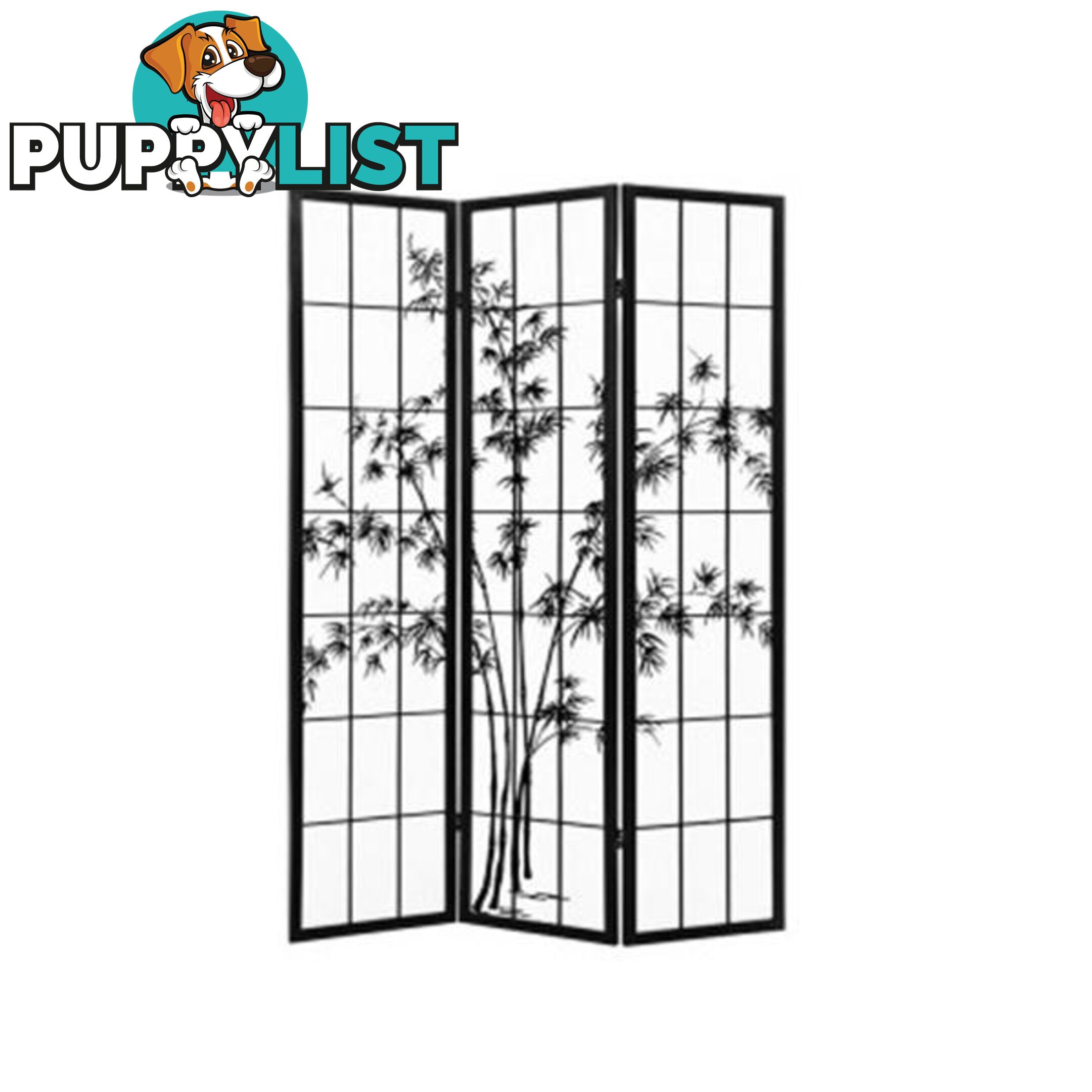 Room Divider Screen Privacy Pine Wood Stand Shoji Bamboo Black White - Artiss - 9355720097900