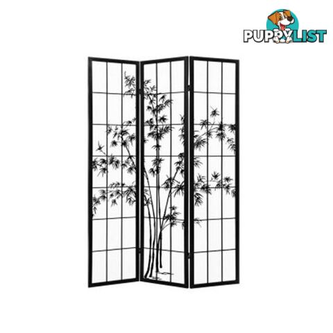 Room Divider Screen Privacy Pine Wood Stand Shoji Bamboo Black White - Artiss - 9355720097900