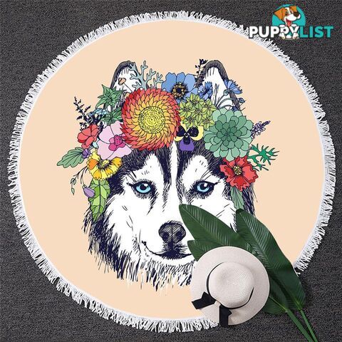 Floral Wolf Beach Towel - Towel - 7427046332958