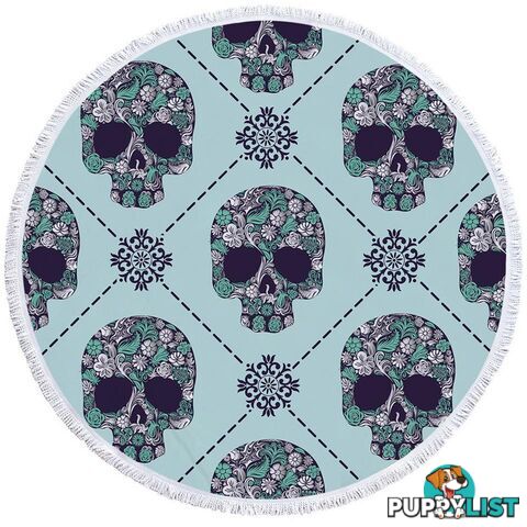 Turquoise Skulls Beach Towel - Towel - 7427046319829