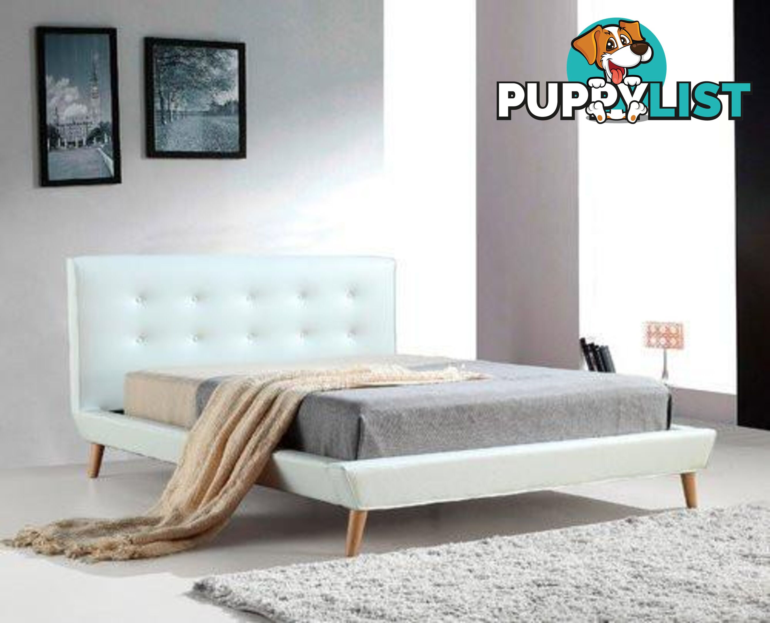 Palermo PU Leather Bed Frame and Button Tufted Headboard - Palermo - 4344744427331