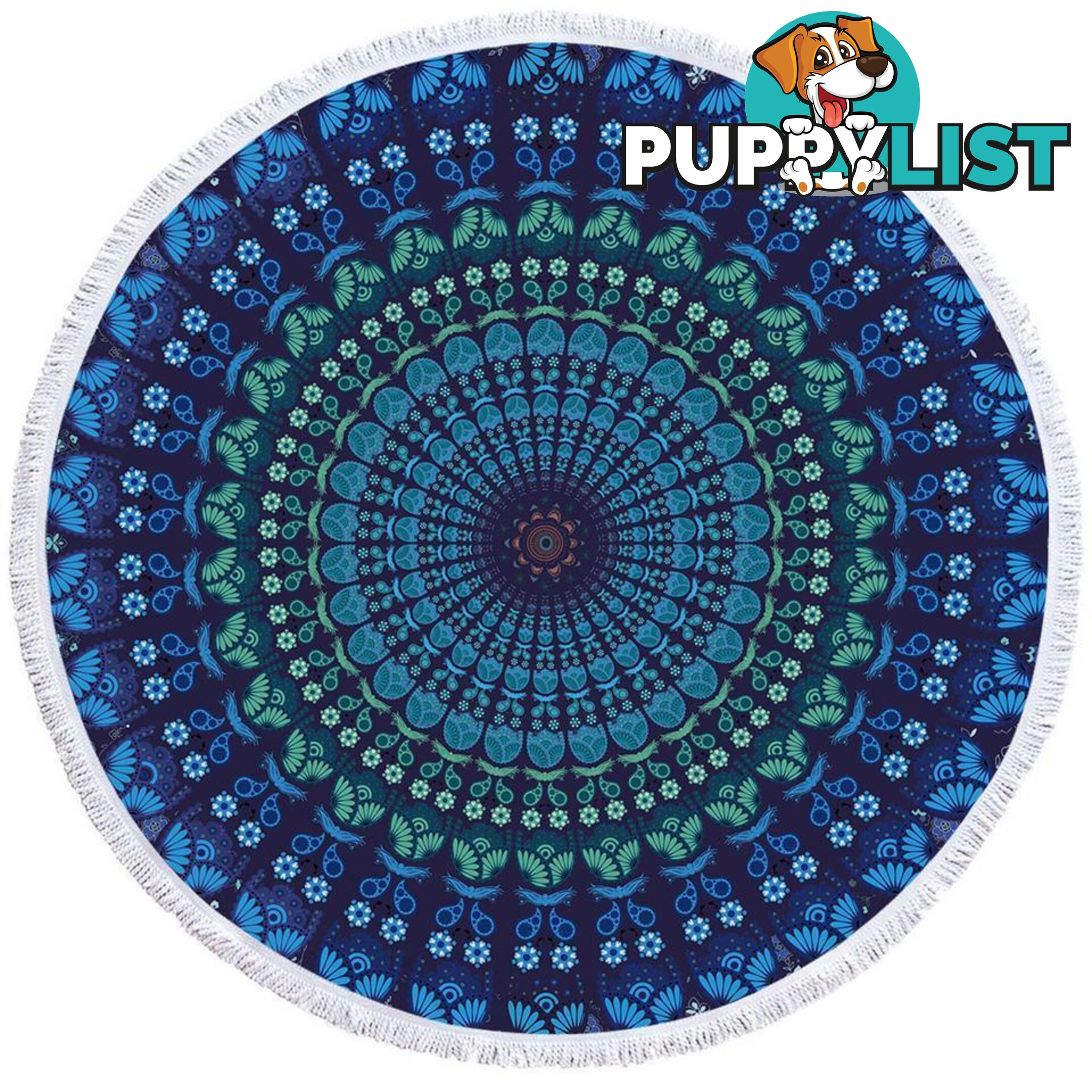 Blue Hues Mandala Circle Beach Towel - Towel - 7427046326728