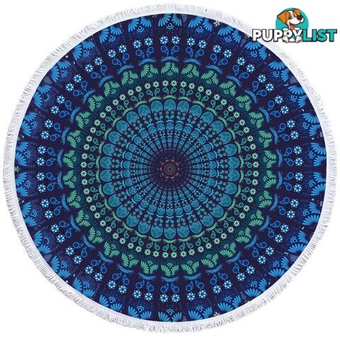 Blue Hues Mandala Circle Beach Towel - Towel - 7427046326728