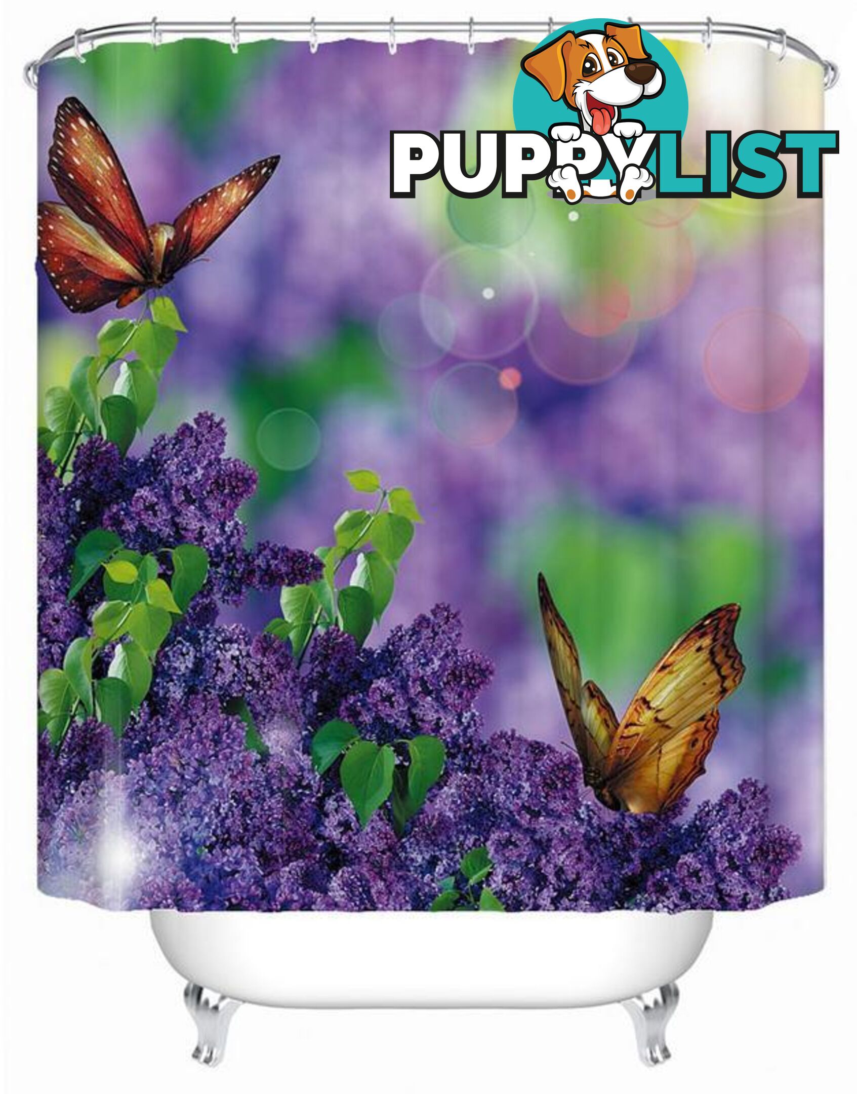 Butterflies And Lavender Purple Shower Curtain - Curtain - 7427045941212