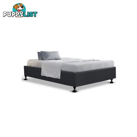 King Single Size Bed Frame Mattress Fabric Wooden Charcoal Tomi - Artiss - 7427005885945