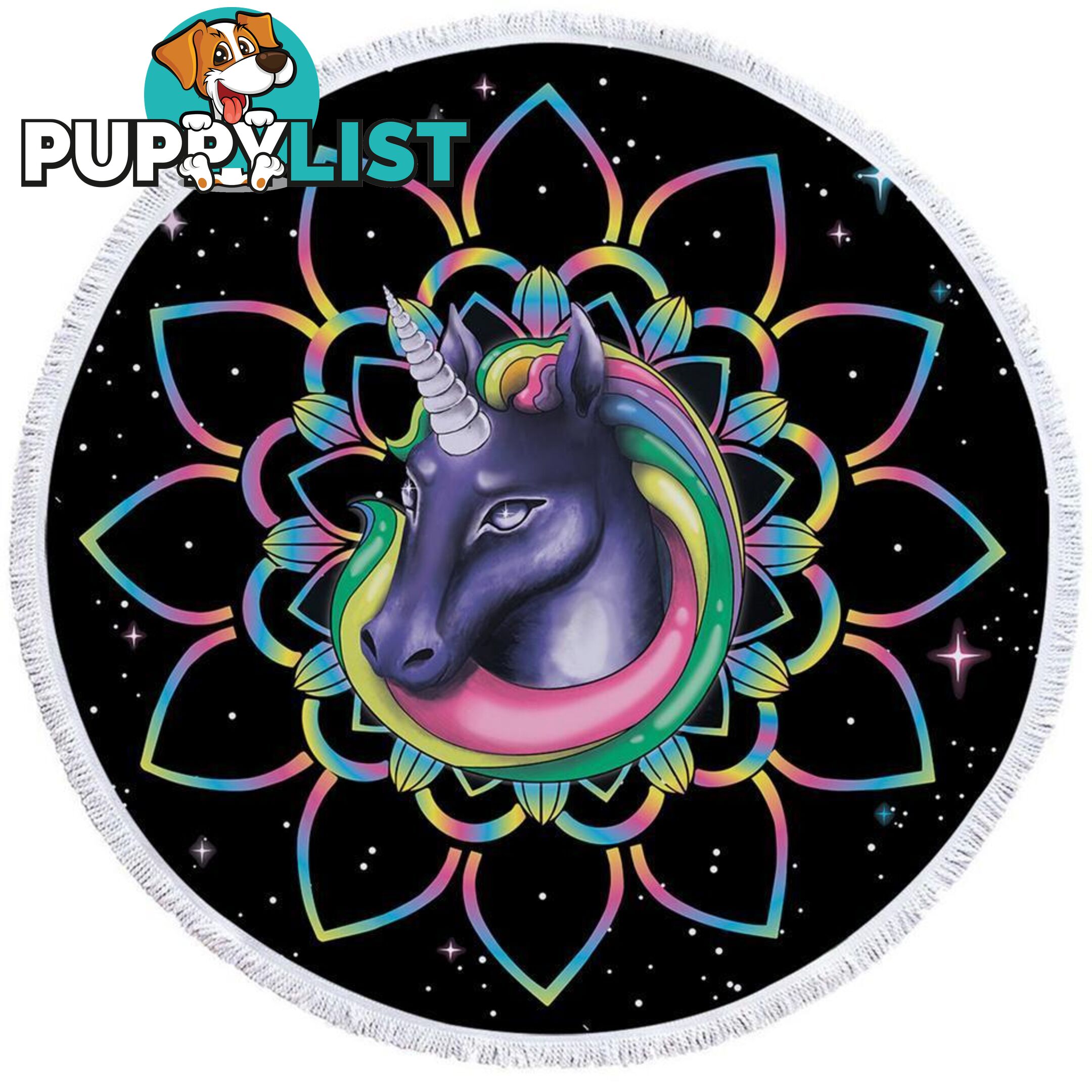 Mandala Unicorn in Space Beach Towel - Towel - 7427046308908